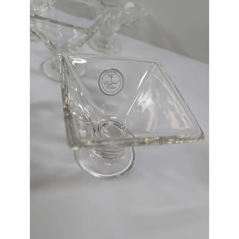 Set of 8 Crystal Clear Square Pyramid Shaped Footed SHERBERT DISH‎ 3
